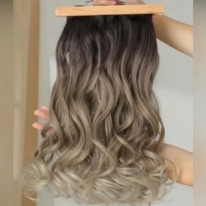 Human hair blend 22 Inch Balayage Brown & Blonde Clip in Curly Hair Extensions